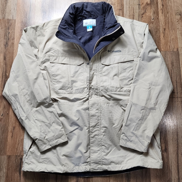 Columbia Dr. Downpour Omni-Tech Waterproof Jacket Khaki Men's Size XL - Picture 2 of 9